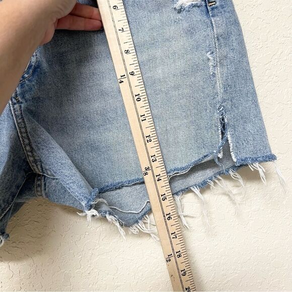 Agolde Light Blue Distressed Jean Shorts - Picture 2 of 11